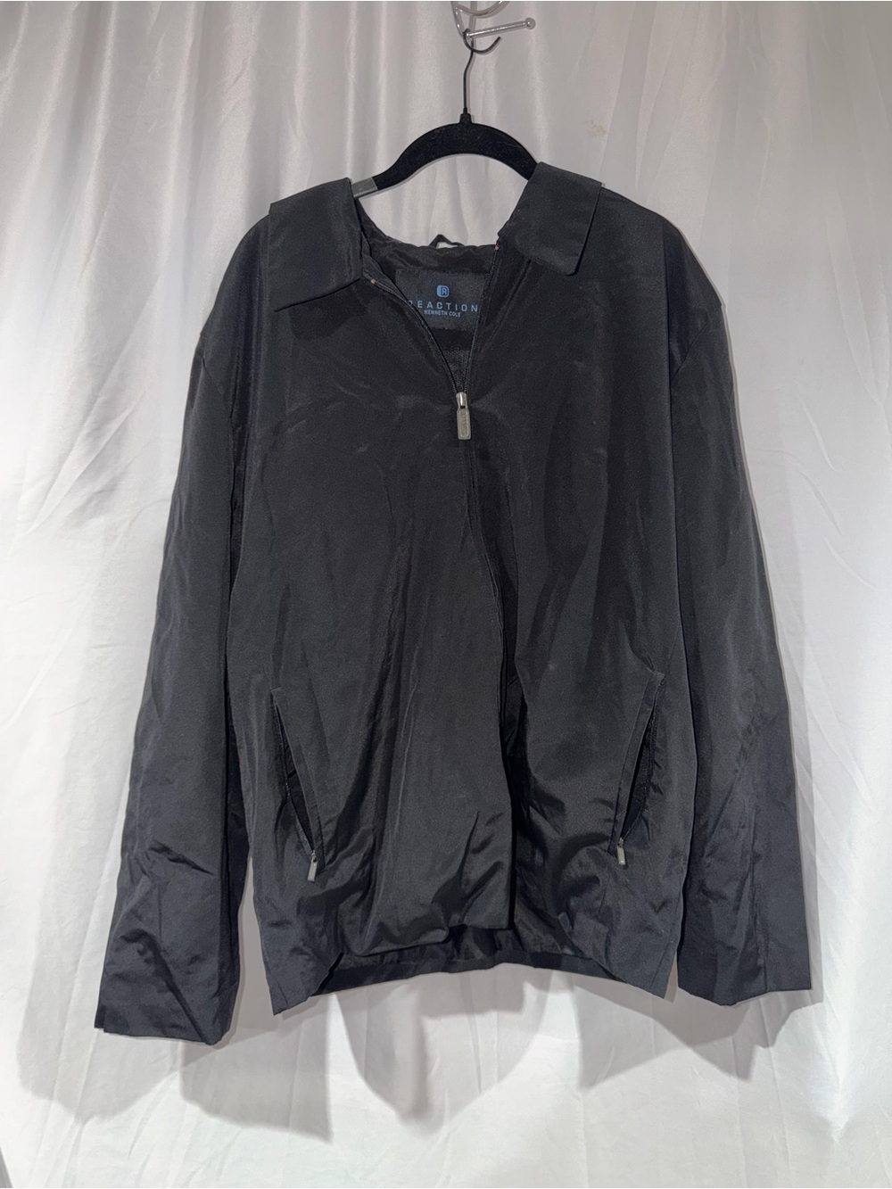 Kenneth Cole Reaction Jacket Black Lightweight Zip Up Windbreaker Jacket L